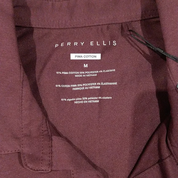 Perry Ellis Solid Open-Collar Polo - Picture 3 of 5